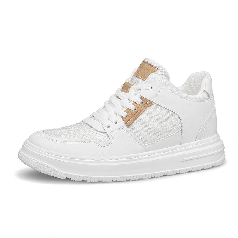 

Fashion High Top Running Platform Shoes New Genuine Leather Mens Sneakers Male Casual Vulcanize Shoes Breathable Sport Walking Footwear 47 белый