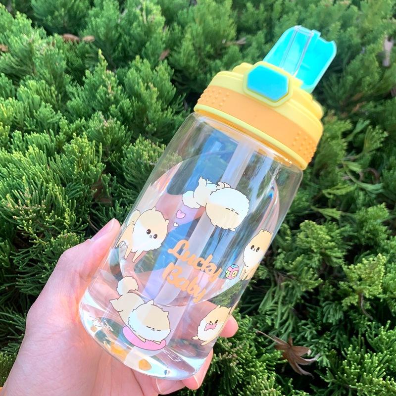 

480ml Lucky Cat Water Bottle with Straw Japanese Pink Cute Kawaii Cup for Kids Girls Double Wall Drinking Cup for Gifts