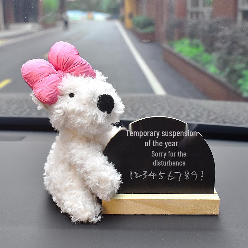 West Highland Dog Plush Car Parking Number Plate & Blackboard Ornament