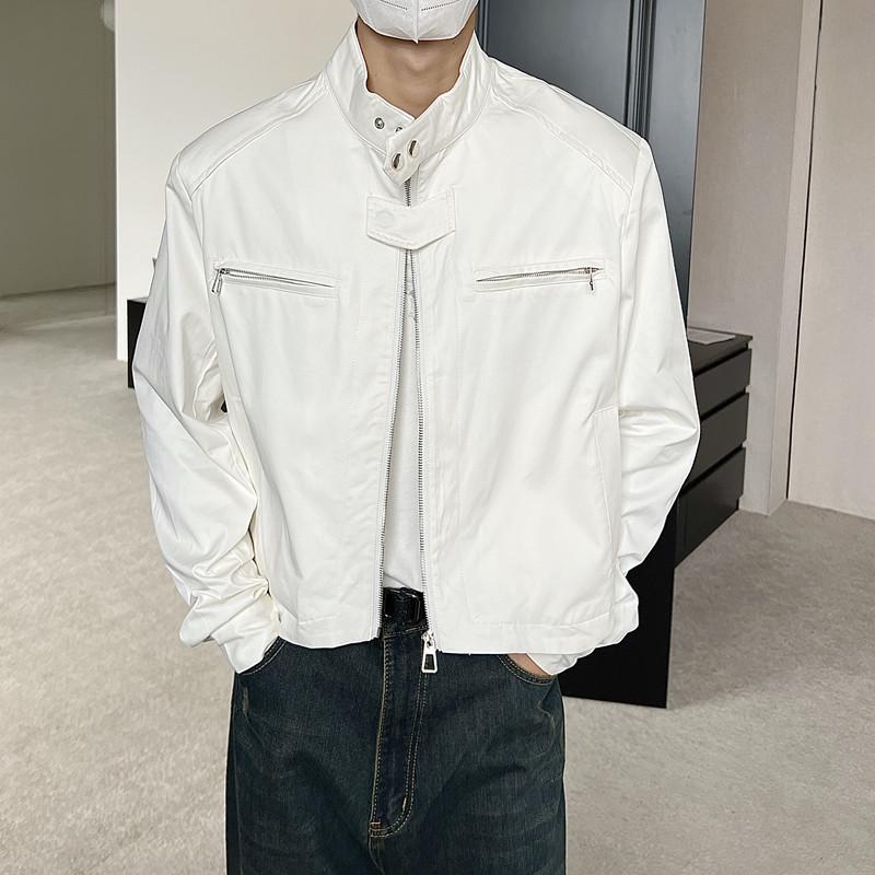 Men’s Trendy Korean-style Loose-fit Stand Collar Jacket with Padded Shoulders XXXL