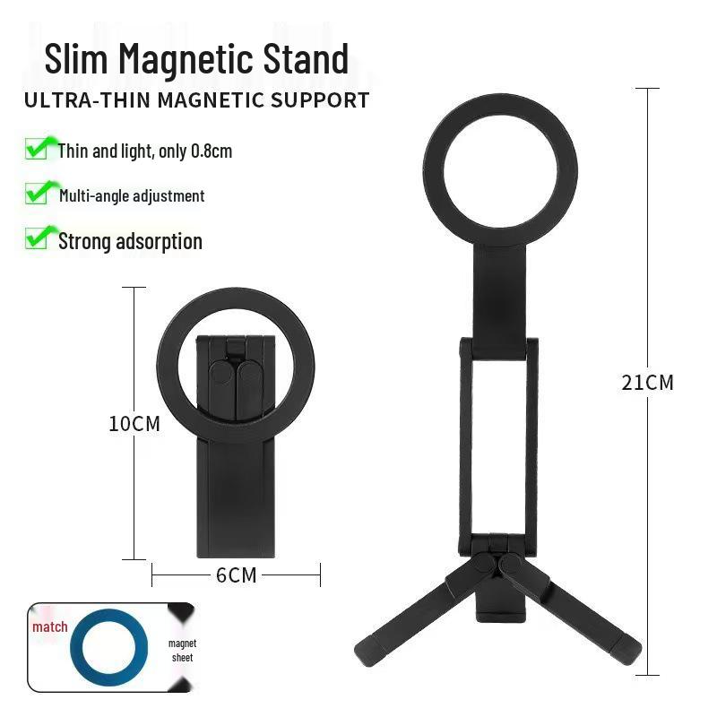 Aluminum Magnetic Phone Holder & Portable Tripod for Live Streaming
