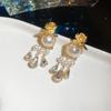 Meier Diamond-studded floral multi-layer pearl necklace and earring set - french vintage court style jewelry
