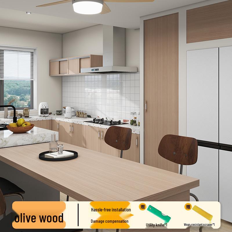 Wood Veneer Self-Adhesive Wallpaper: Thick, Soft, Imitation Wood Grain for Doors, Tables, and Furniture Renovation.