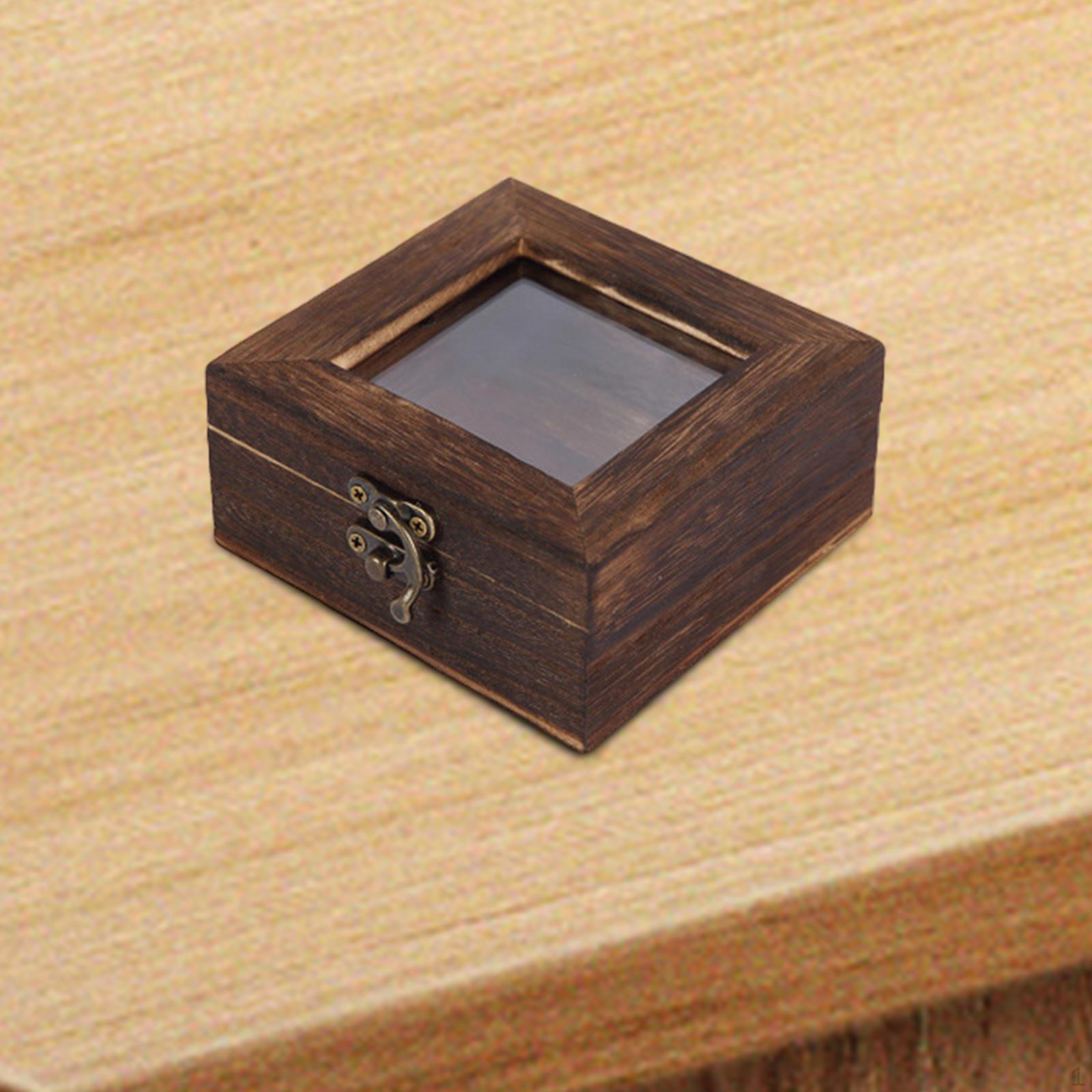 

Витрина для образцов, коробка для сбора коллекций с прозрачным верхом, пылезащитная, деревянная, для хранения ювелирных изделий 10cmx10cmx4.5cm