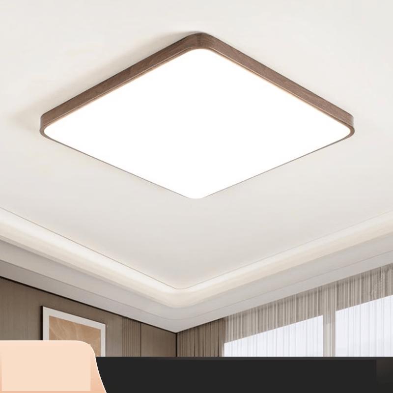 Minimalist Walnut Wood Grain LED Ceiling Lamp