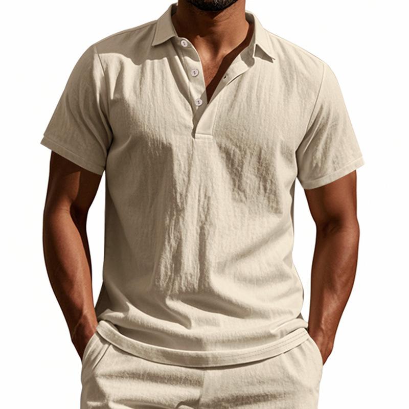 Crest Moda Heren Poloshirt Korte Mouw Casual Gekreukelde Textuur Comfortabel Dagelijks Topje 3XL kaki