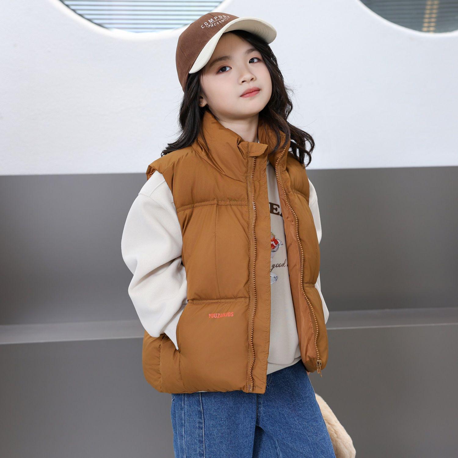 

Thickened Down Cotton Stand-Up Collar Vest for Adults & Kids - Autumn/Winter Sleeveless Outerwear 140 recommended for 120cm-135cm