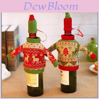 Christmas Knit Sweaters Wine Bottle Decor For Festive Dinner Table Setting