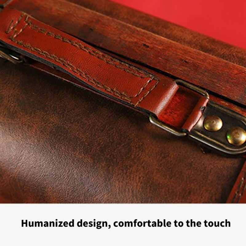 Wooden Trunk Faux Leather Handle Carrying Case Portable Storage Container For Jewelry Cosmetics And Collectibles