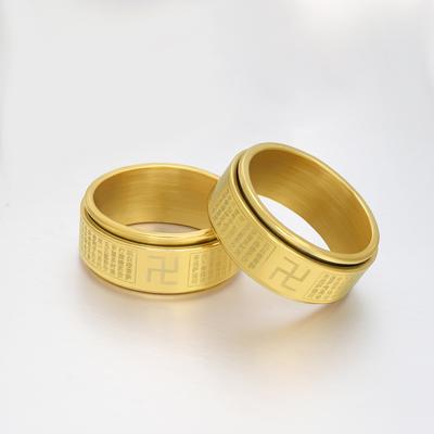 Stainless Steel 8MM Rotating Scripture Ring Titanium Steel Jewelry Simple Fashion Ring