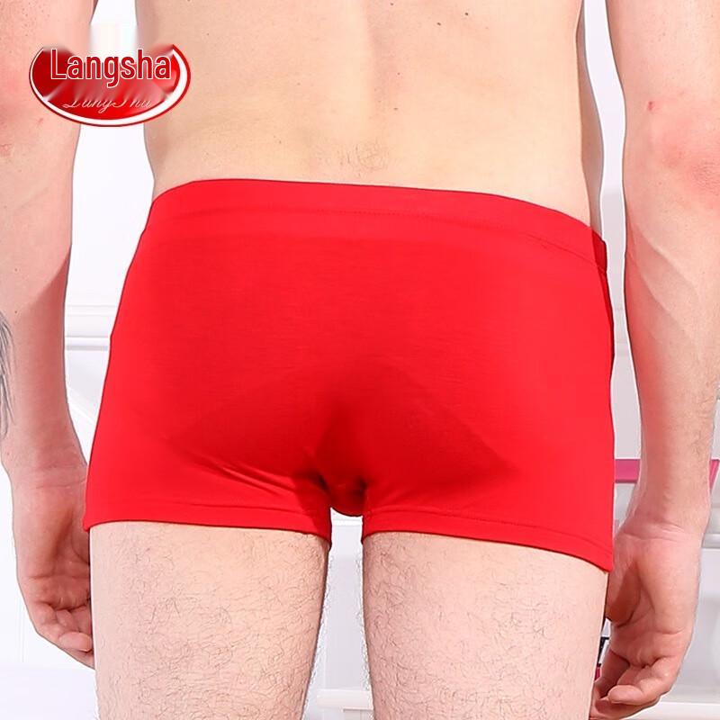 LangSha Men's Celebration Red Cotton Boxer Briefs