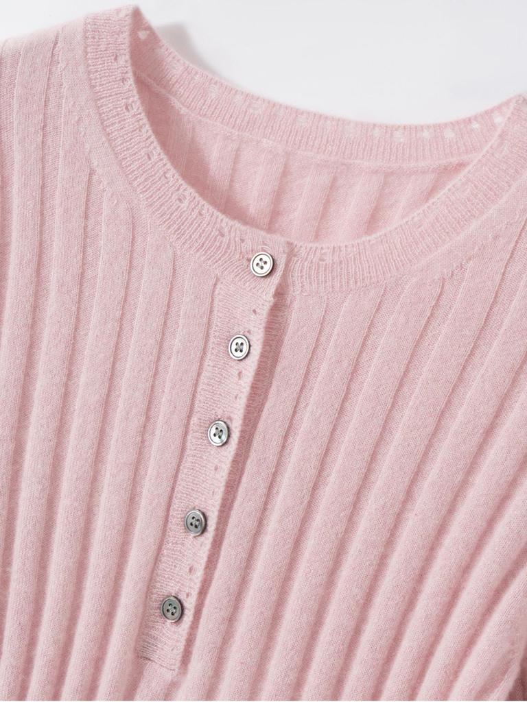 100% Pure Cashmere Women's Slimming Round Neck Pullover - Fine-spun Knitwear for Autumn/Winter