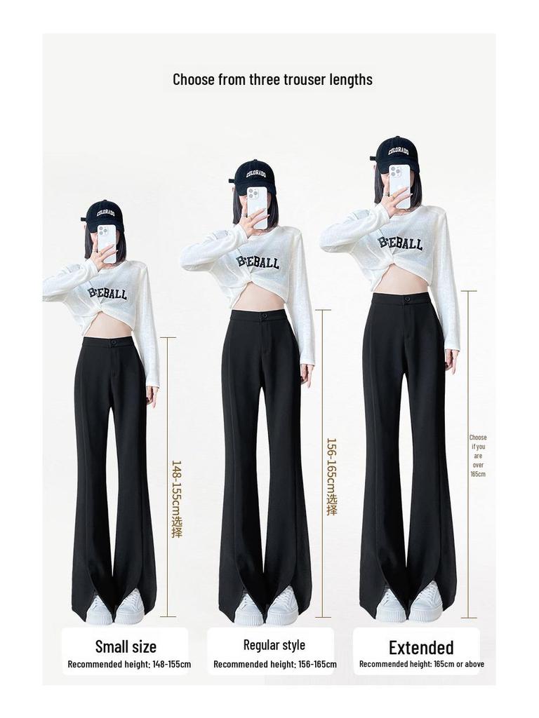 Women's High-Waist Black Flared Suit Pants - Slim Fit, Wide Leg, Spring 2024 Collection