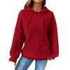 Women's Fashion Loose Hooded Pullover Long Sleeve Patchwork Plaid Sweat Drawstring Shoulder Strap Pocket Top