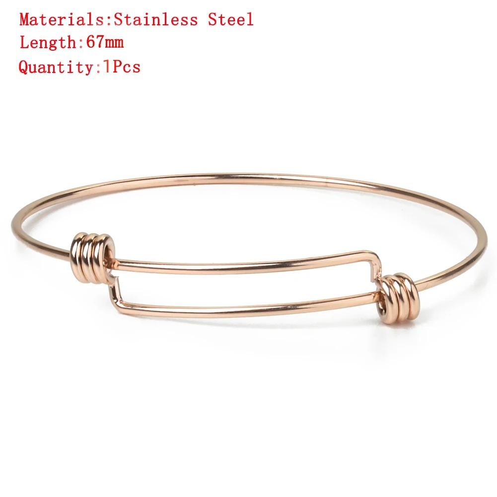 1-5pcs/lot Metal Adjustable Bangle Bracelets Blank Silver Color Open Charm Wire Base Bead Man Woman Jewelry Making
