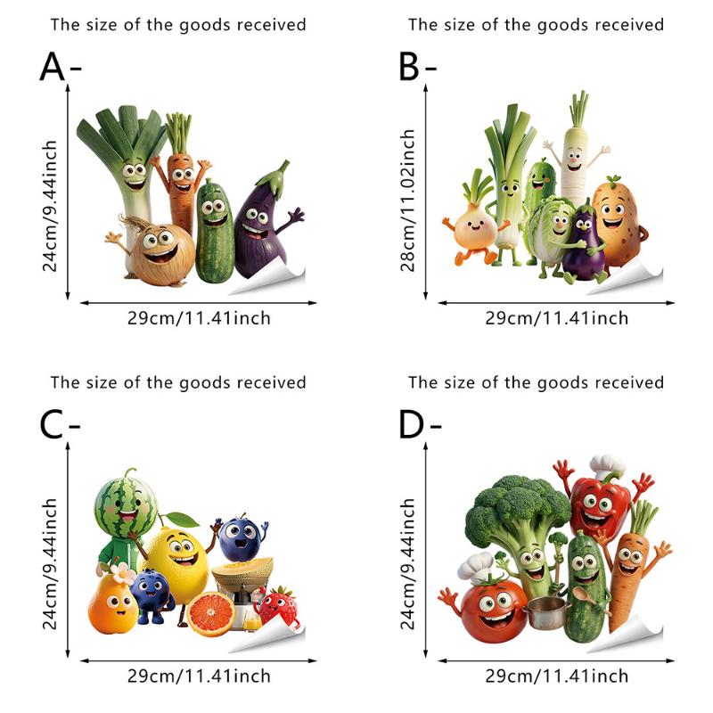 Charming Vegetable Wall Stickers with Expressive Faces for Home Decoration PVC Self-Adhesive Finish