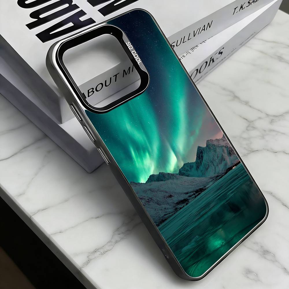 Northern Lights Phone Case For iPhone 17,16,15,14,13,12,11 Plus,Pro Max,XS,Colorful Silver Phone case Funda Cover