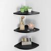 Engineered Wood 3-Tier Floating Rack Shelf, Living Room Corner Shelves, Black