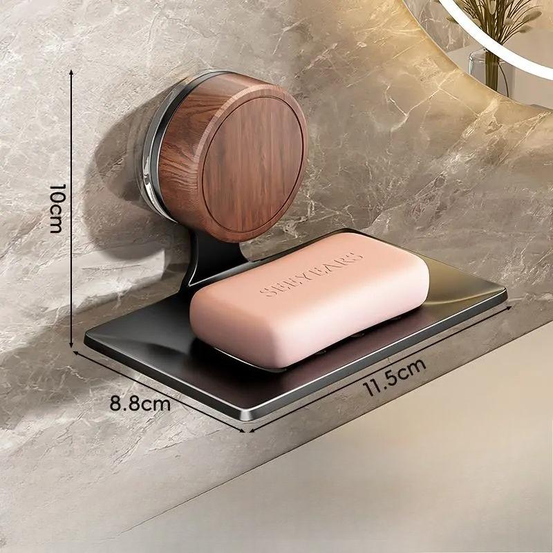 Nordic Style No Need To Drill Holes Wall-mounted Walnut Wood Soap Dish Suction Cup Soap Box  Bathroom Toilet Draining Soap Rack