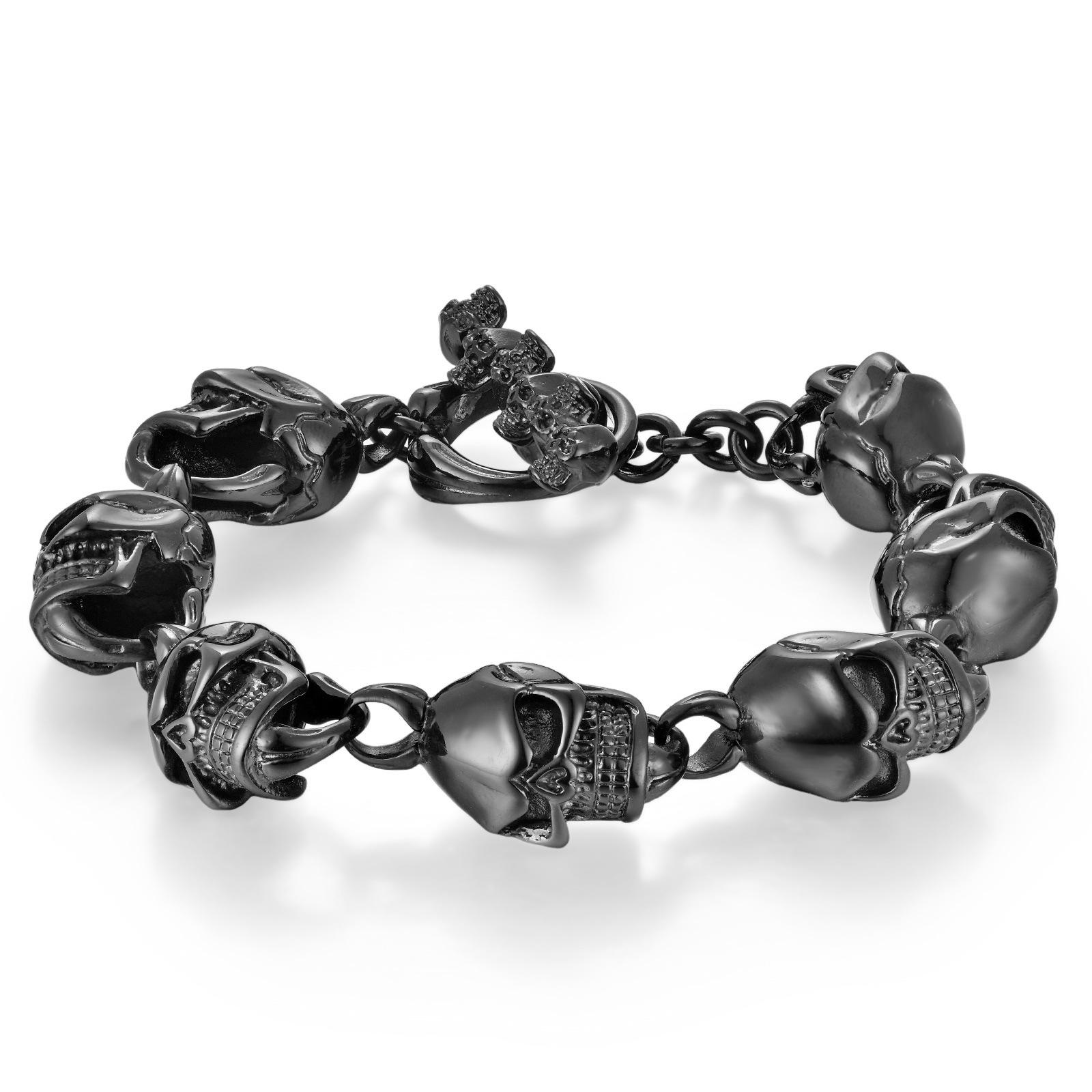 Personalized Vintage Skull Titanium Steel Men s Bracelet Stainless Steel Rock Punk Bracelet