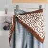 New triangular black and white rhombus square silk scarf, trouser skirt, triangular belt skirt, scarf with jeans