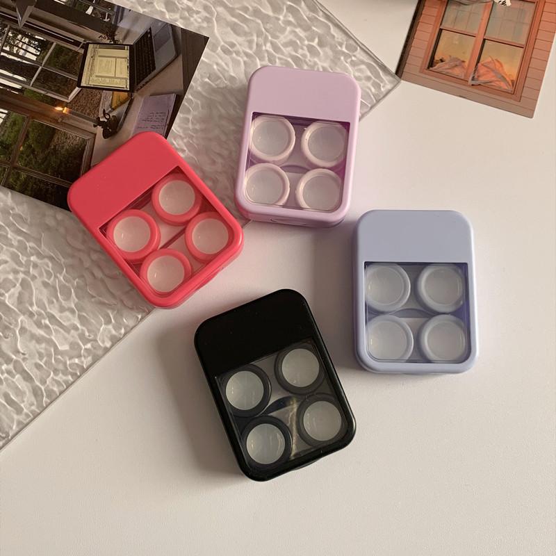 Ins Contact Lens Box with Mirror and Tweezers Portable Contact Lenses Case Dual Companion Box Women Travel Contact Lens Case