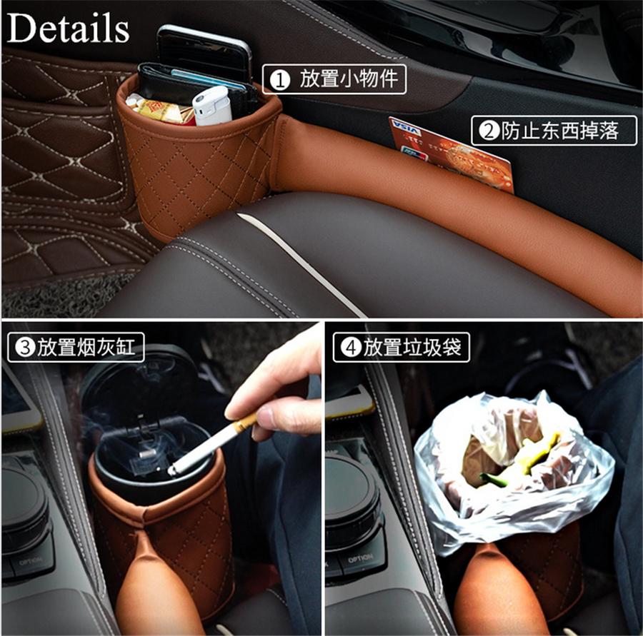2x Leather Car Seat Gap Filler Pockets Multifuntion Auto Seats Leak Soft Padding