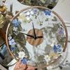 DIY Handmade Dried Flower Embossed Wall Clock with Wood Grain Border