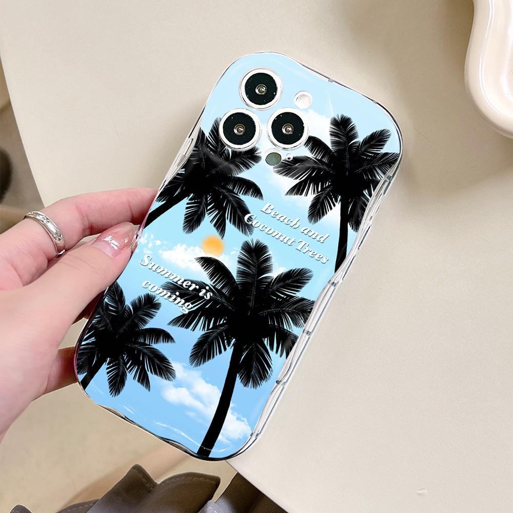 For Honor 90 Lite P30 Pro Infinix Hot 30 40 40i 40 Pro Smart 8 Pro Vivo V29e V30e Beach Coconut Trees Cream Texture Soft Silicone Phone Casing