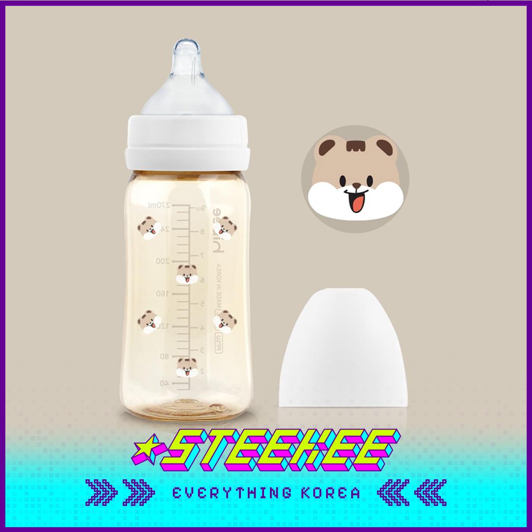 

Hibee Восемь вентиляционных отверстий PPSU Антиколиковая бутылочка для кормления ребенка без BPA Большая вместимость Белка 270 мл от Steekee Korea 4321 LL белый