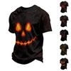 Men's Short Sleeve Casual T-Shirt with Halloween Print for Holiday Parties