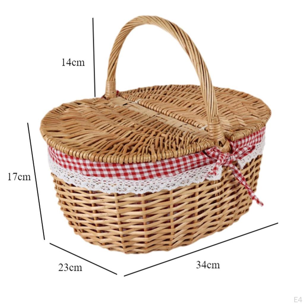Picnic Basket with Comfortable Handle, Removable Liner And Functional Lid for Picnics, Photography,