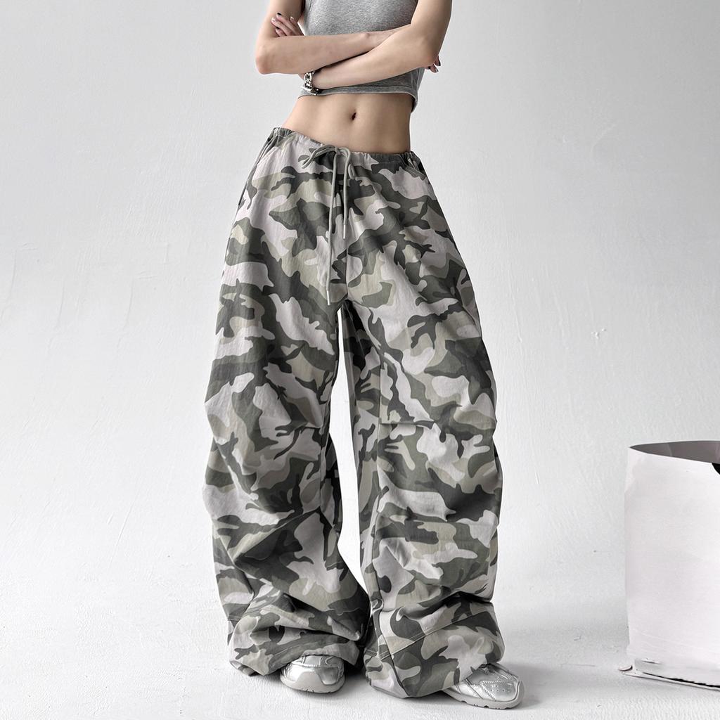 American Retro Camouflage Wide Leg Pants Women's Loose Wear Casual Work Pants