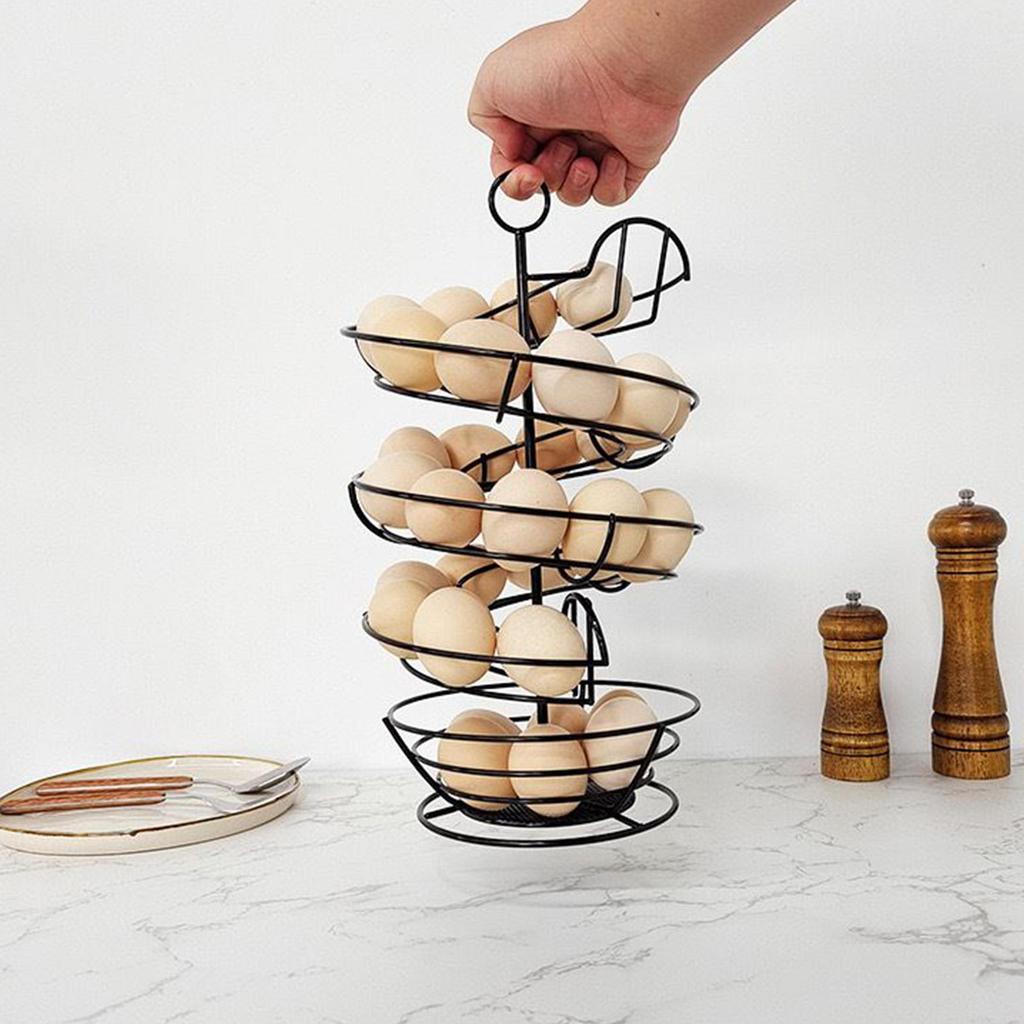 Spiral Egg Rack Countertop Chicken Egg Spiraling Basket Counter Storage Basket Metal Wire Rack for Kitchen Fruit Shelf Dorm