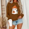 Women's Casual Fashion Round Neck Long Sleeve Halloween Printed Sweatshirt