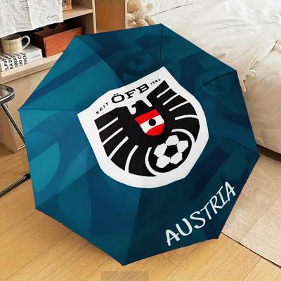 Austria Football Emblem Umbrella Folding Umbrella, Automatic Umbrella 8-Frame for Travel, Camping Use Gift for Halloween Christmas