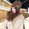 Einfarbige Thermostrickmütze Woll-Wintermütze Mützen-Schal-Handschuh-Set Damen/Herren