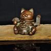 [Nekogamiyama] Maneki-neko Paperweight, Copper Craft, Ornament, Vintage Retro Decor