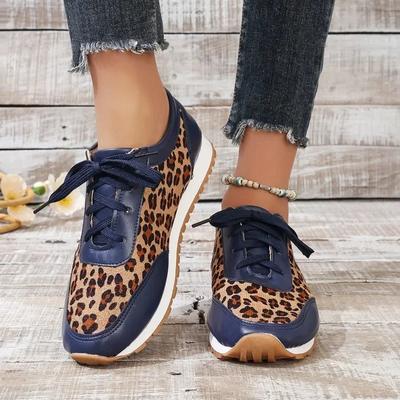 Herbst Leopardenmuster Mode Sneaker Gemischte Farben Lässig 2024 Heißer Verkauf Schuhe für Damen Schnürschuhe Damen Vulkanisierschuhe