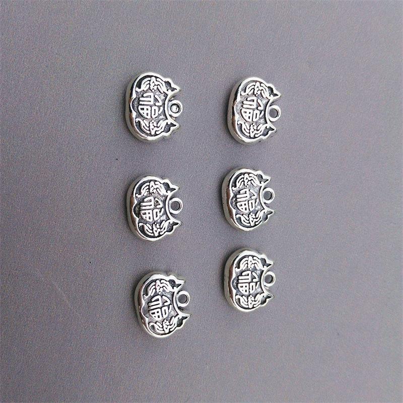 Tibetan Silver Clover & Bell Charm Bracelet with Pendant