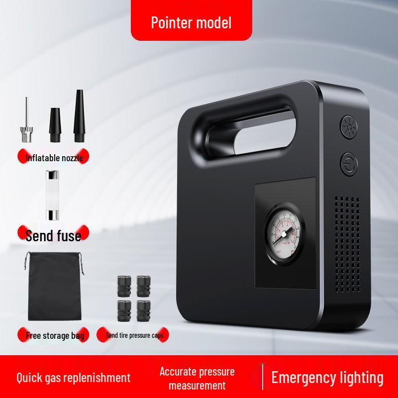 12V Portable Car Air Pump with Intelligent Digital Display & LED for Multifunctional Tire Pressure Detection