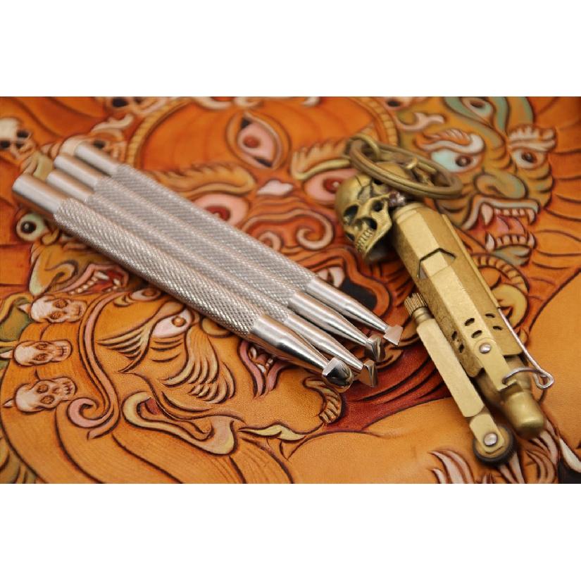 Leather Stamping Tool Beveling Undercut Beveler Stamps 304 Stainless Steel Carving DIY LeatherCrafts Tools (Full Set, 4pcs (XS+S+M+L))