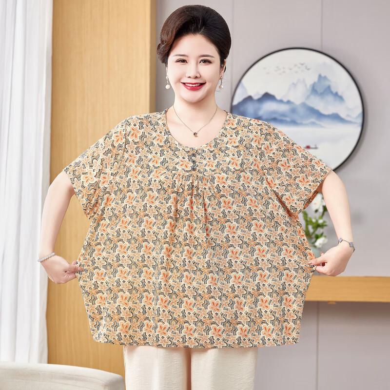 FENGXIAO Plus Size Summer Short Sleeve T-Shirt Top or Set for Moms