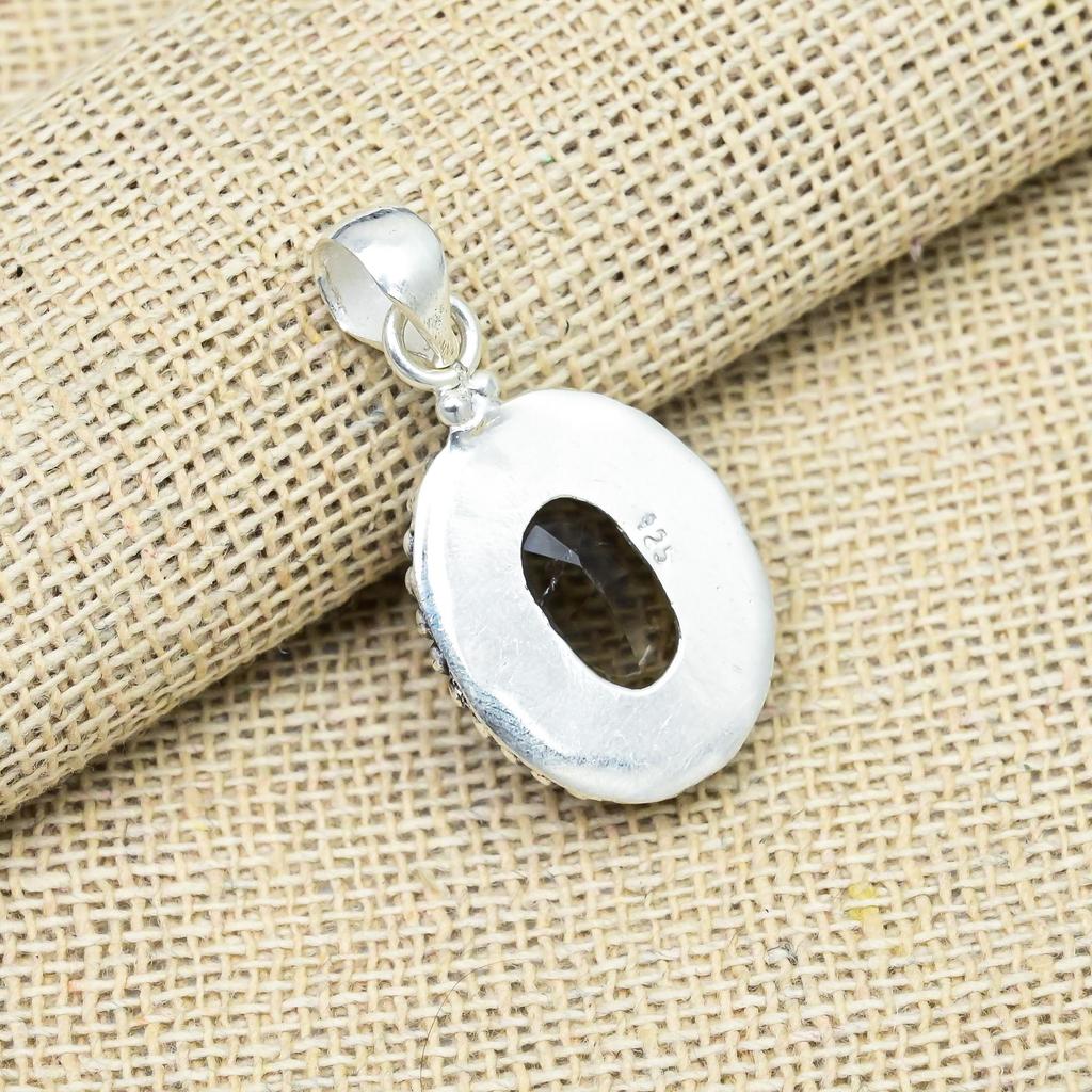Smoky Topaz Gemstone Jewelry 925 Sterling Silver Jewelry Pendant For Wedding Gift