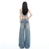 Summer Lyocell Tencel Cotton Thin Breathable Unique Pocket Drape Wide Leg Denim Pants For Women Casual Pants Oversize Denim Trousers