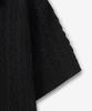 BLOND9 Crop Cable Punch Short Sleeve Collared Knit_Black