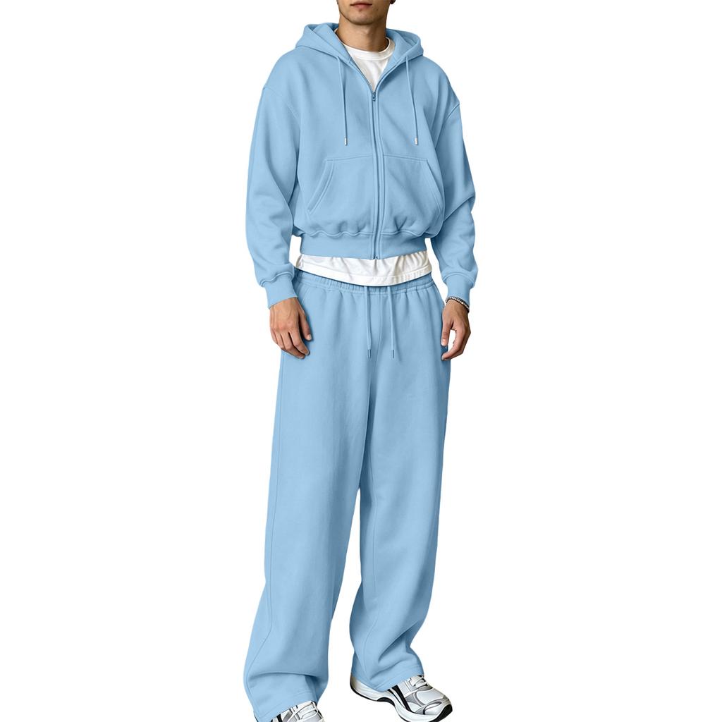 Ensemble Sweat à Capuche zippé et Pantalon de Jogging assortis pour Tenue Casual d'Hiver