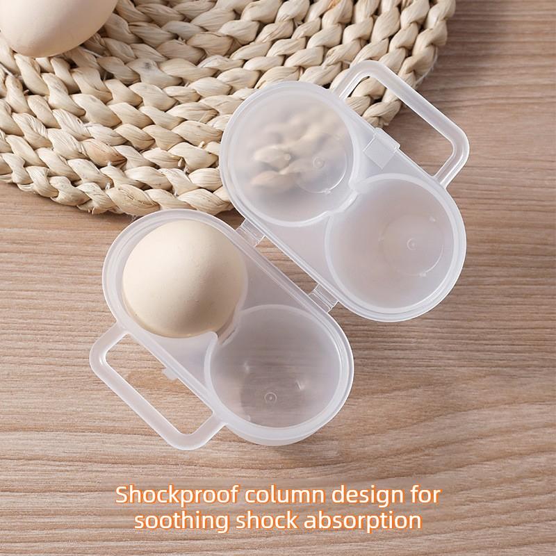 2-Cell Outdoor Portable Egg Storage Box Plastic Shock-Absorbing Anti Drop Egg Tray For Refrigerator Camping Picnic Daily Use