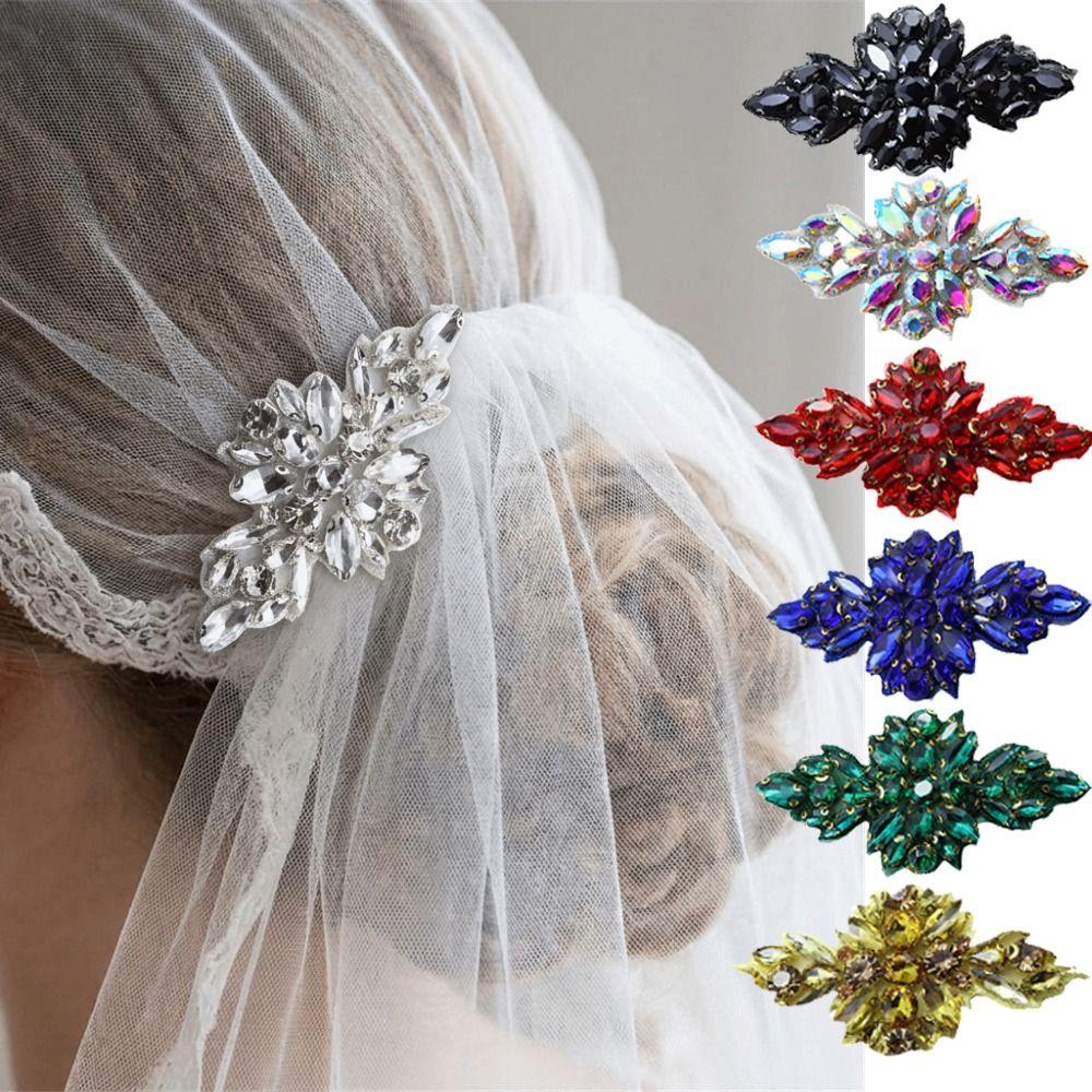 Applicazione Strass a Fondo Piatto Applicazione Glitterata Termoadesiva Elegante Fiore Toppa Abito da Sposa