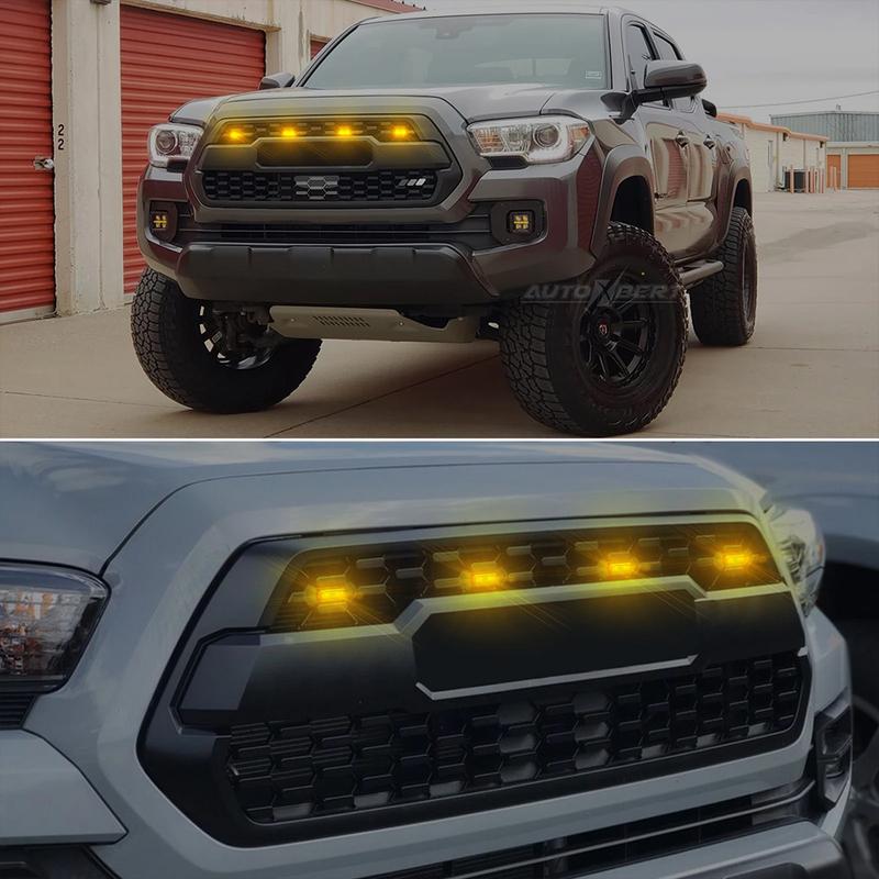 Car Front Grille LED Lights  Raptor Style Lights for 2016-up Toyota Tacoma Front Grille Decorative Lighting Warning Lights DRL